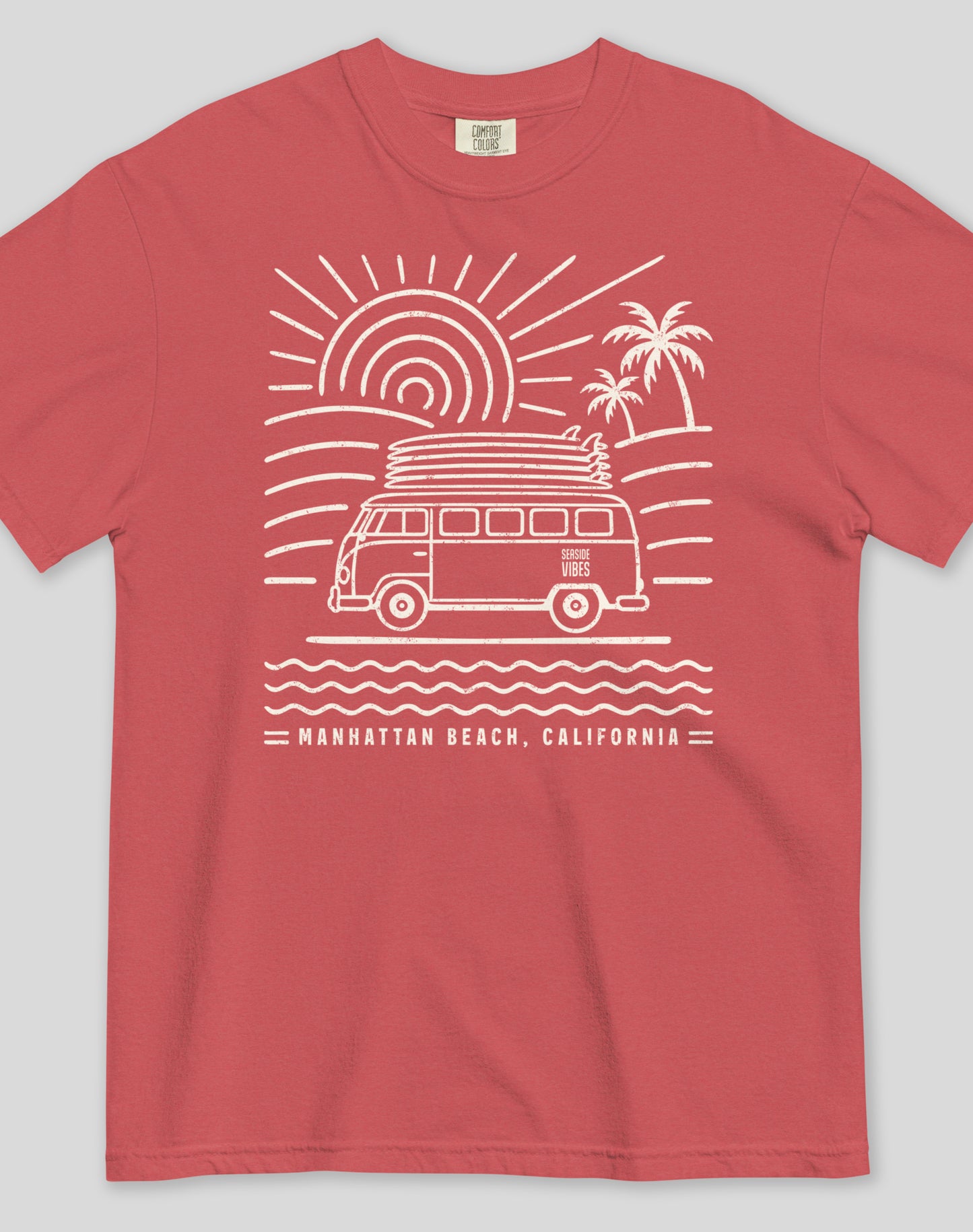 Unisex: Manhattan Beach Endless Summer Tee - 100% Cotton | Crimson