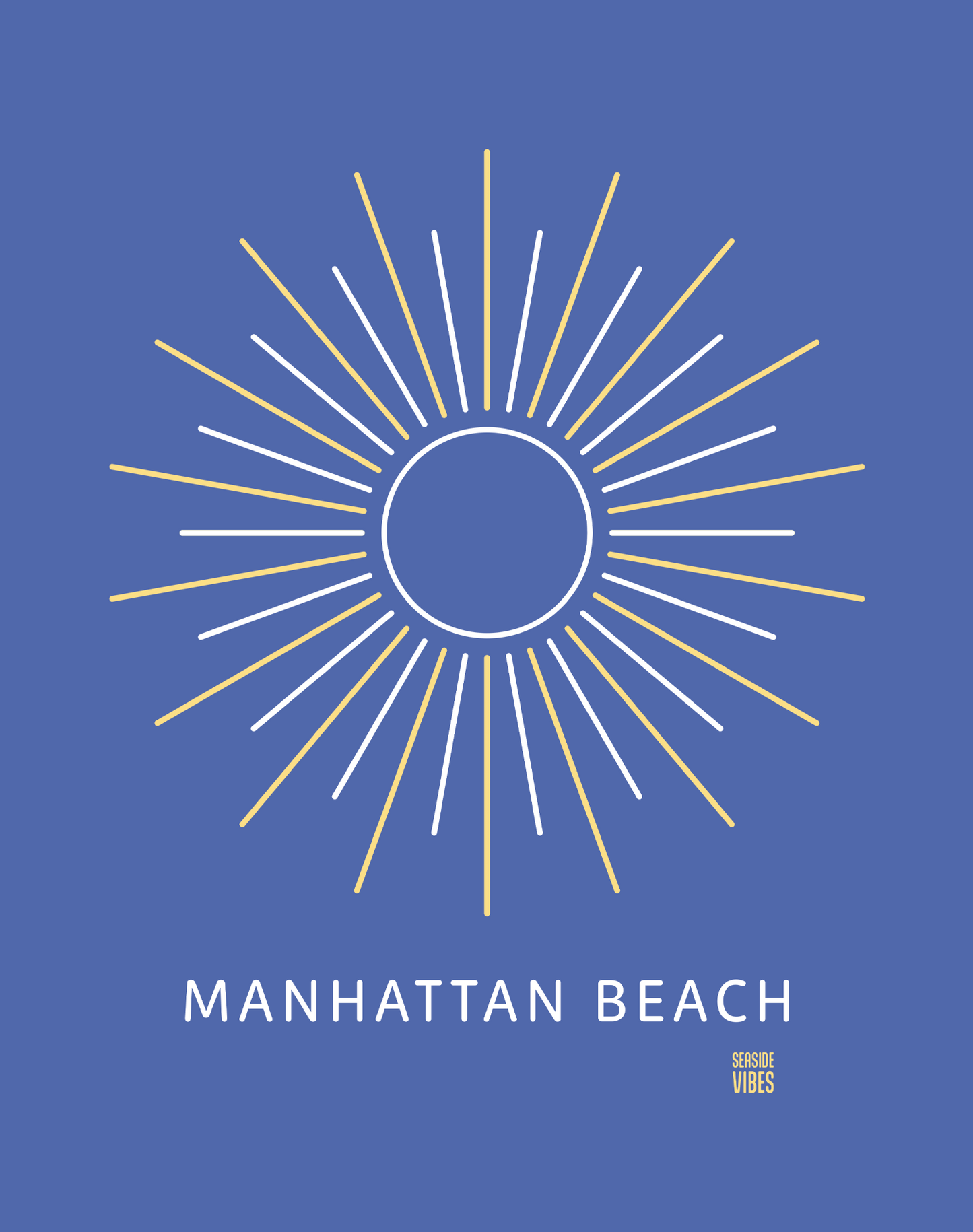 Unisex: Manhattan Beach Sunburst Tee - 100% Cotton | Mystic Blue