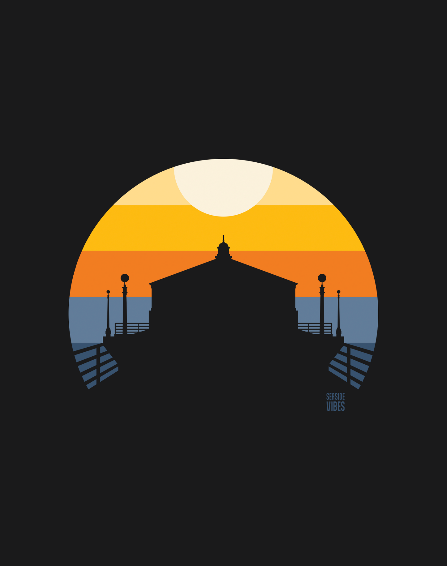 Unisex: Manhattan Beach Pier Sunset Tee - 100% Cotton | Black
