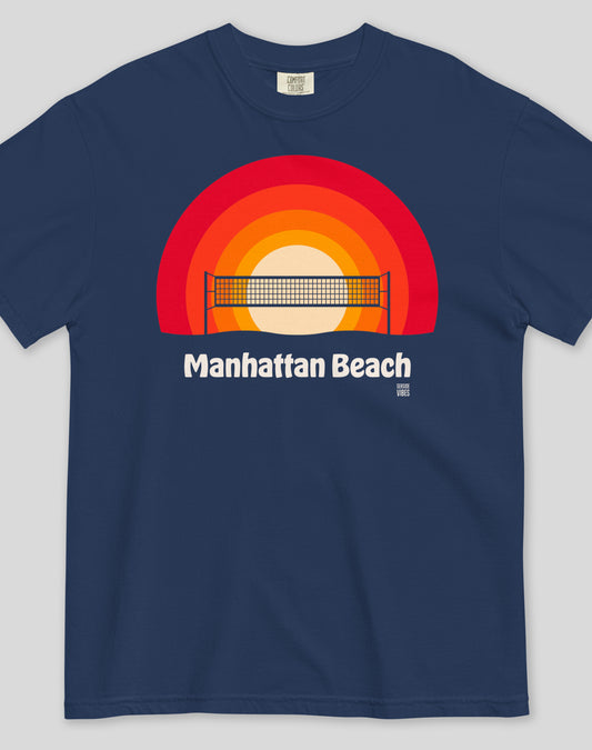 Manhattan Beach Sunset Tee - Premium 100% Cotton | True Navy