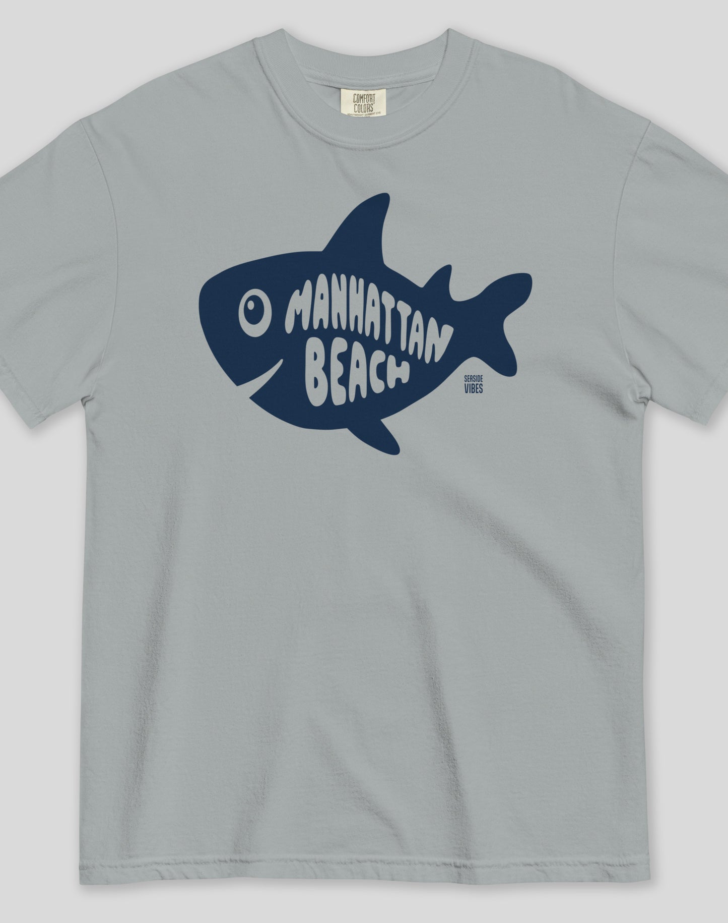 Unisex: Manhattan Beach Shark Tee - 100% Cotton | Granite