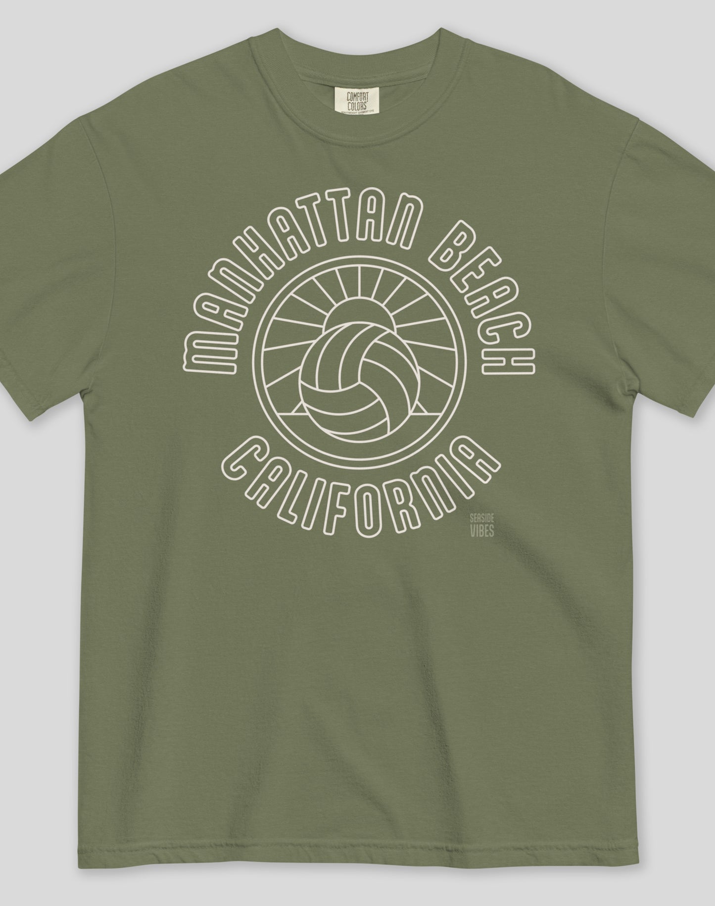 Unisex: Manhattan Beach Volleyball Sunset Tee - 100% Cotton | Moss