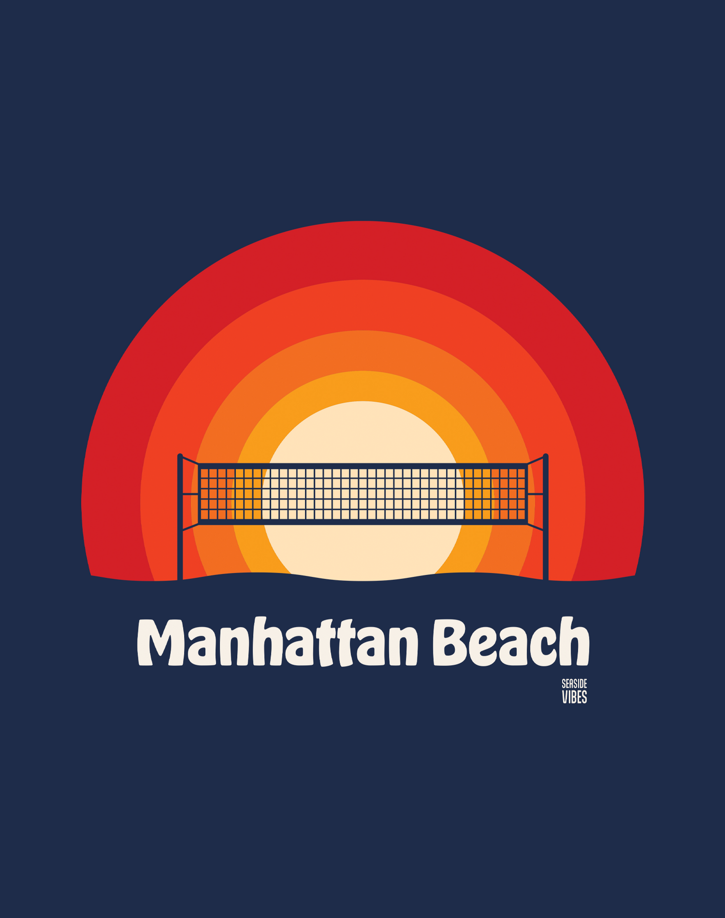 Unisex: Manhattan Beach Sunset Tee - 100% Cotton | True Navy