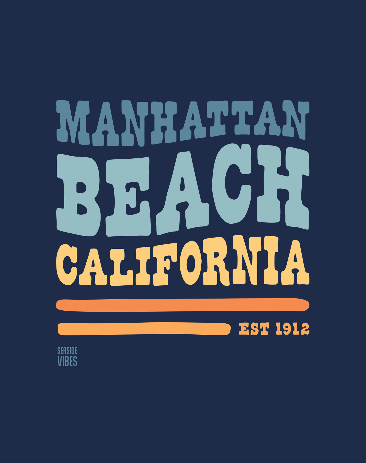 Unisex: Manhattan Beach Vibes Tee - 100% Cotton | True Navy