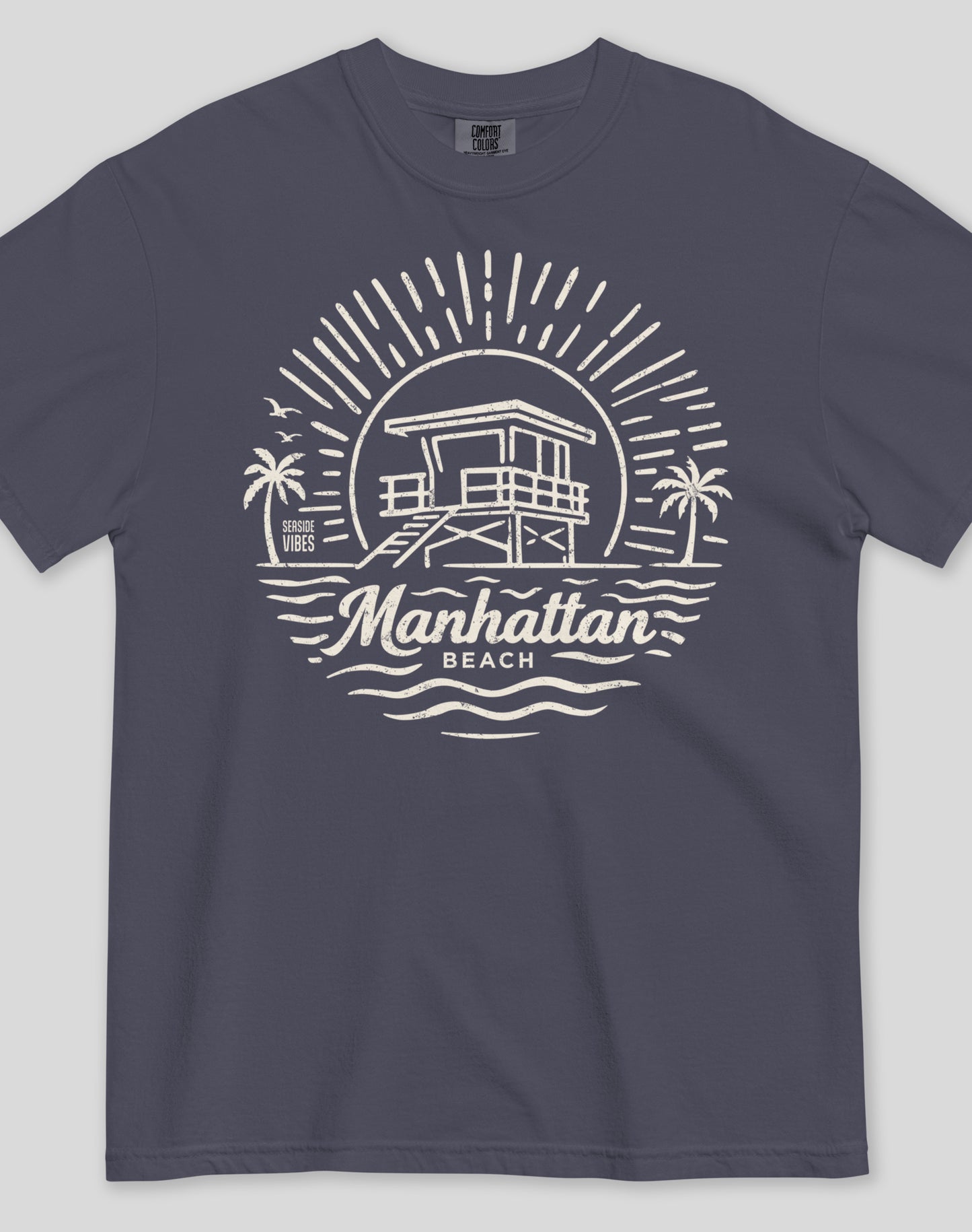 Unisex: Manhattan Beach Sunrise Session Tee - 100% Cotton | Navy