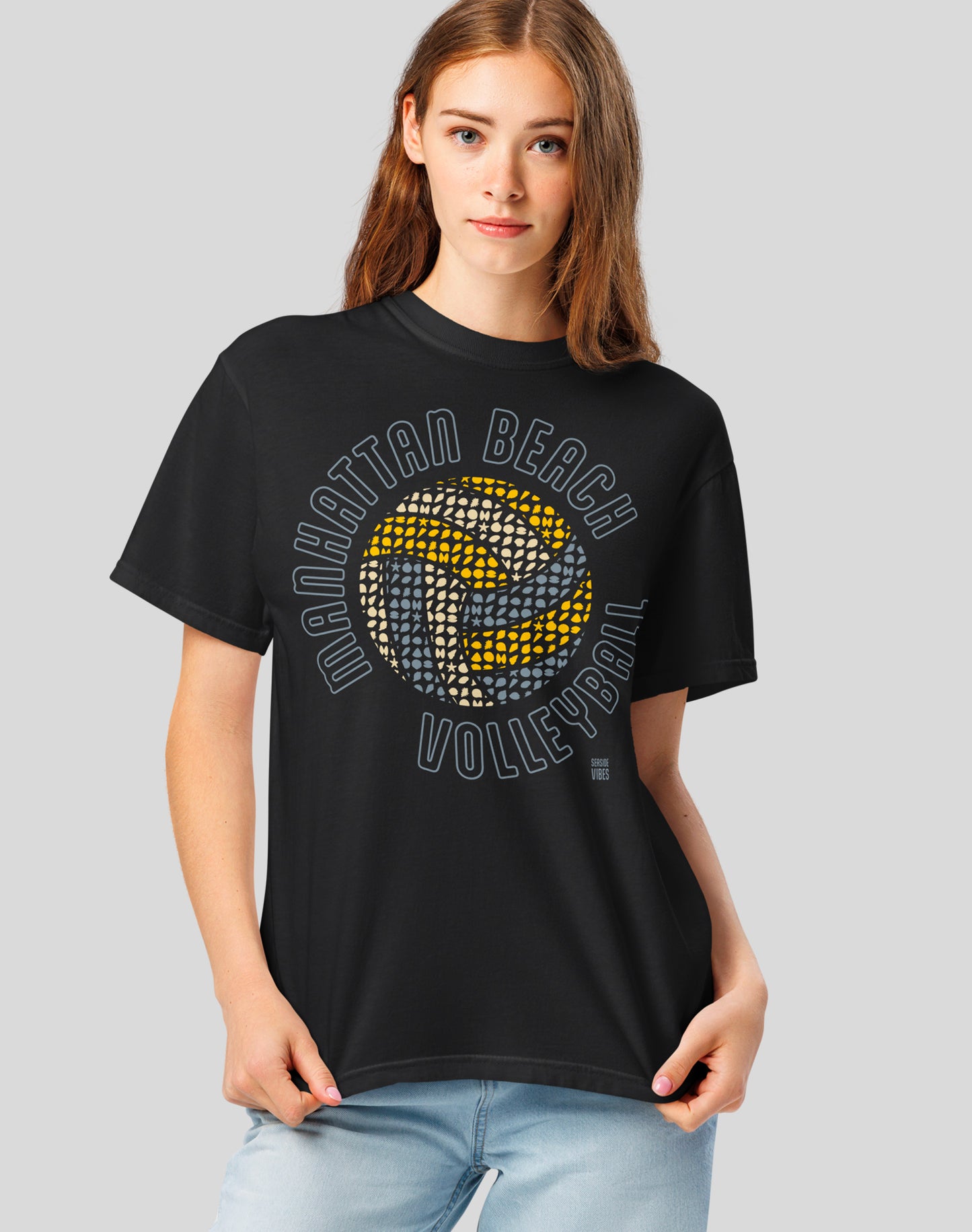 Manhattan Beach Volleyball Tee - Premium 100% Cotton | Black