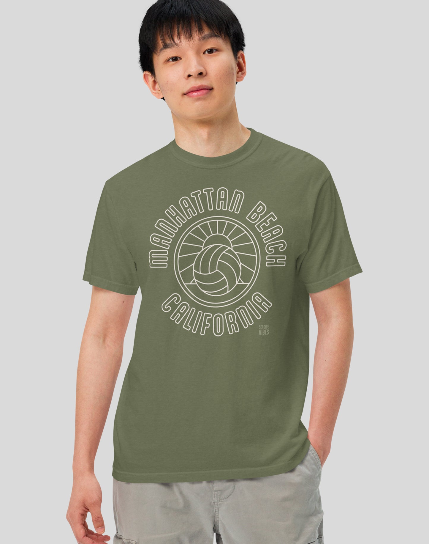 Unisex: Manhattan Beach Volleyball Sunset Tee - 100% Cotton | Moss
