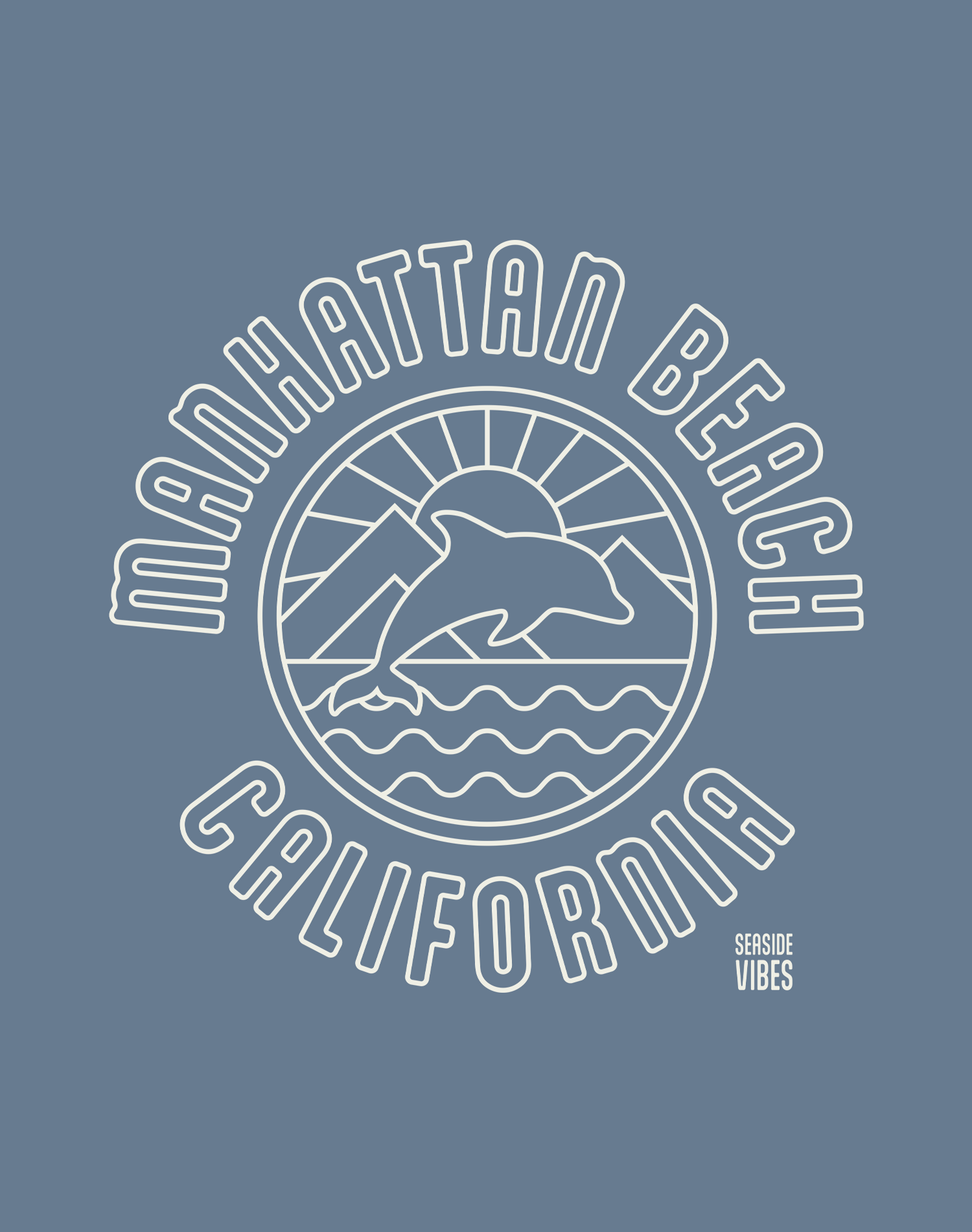 Manhattan Beach Dolphin Sunset Tee - Unisex | Heather Indigo
