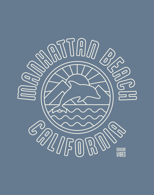 Manhattan Beach Dolphin Sunset Tee - Unisex | Heather Indigo