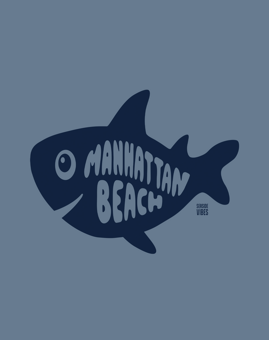 Manhattan Beach Shark Tee - Unisex | Heather Indigo