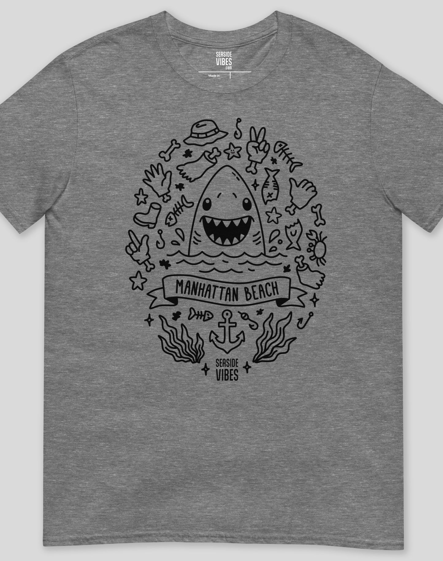 Manhattan Beach Shark Attack! Tee - Unisex | Graphite Heather