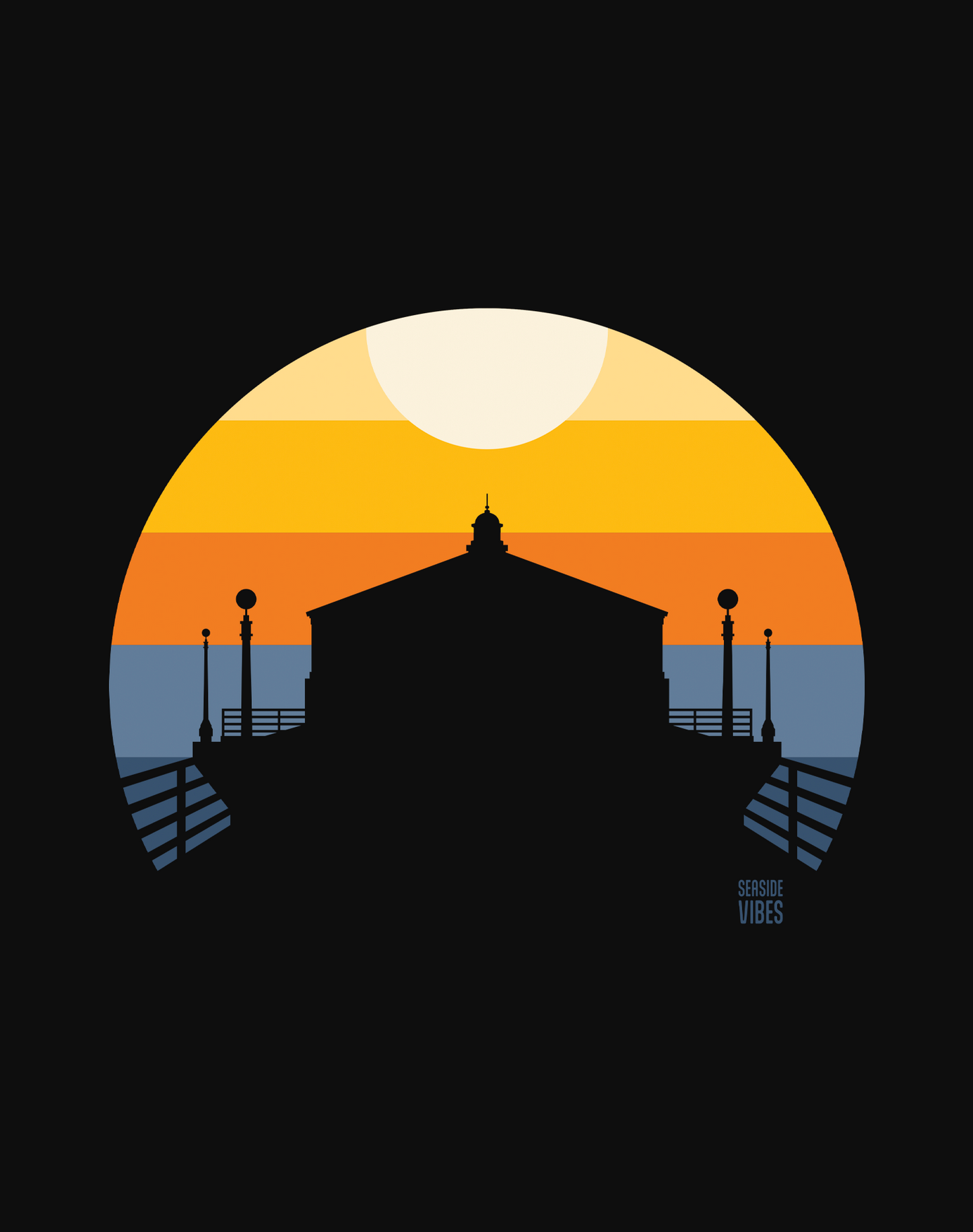 Manhattan Beach Pier Sunset Tee - Unisex | Black