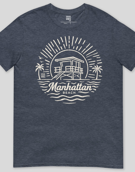 Manhattan Beach Sunrise Session Tee - Unisex | Heather Navy