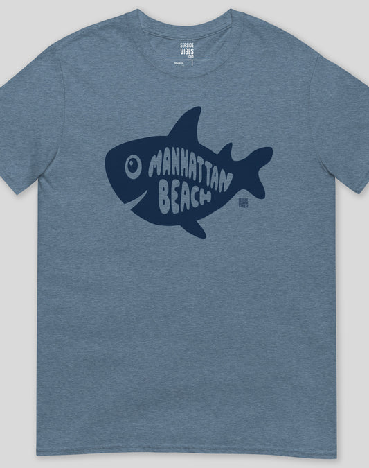 Manhattan Beach Shark Tee - Unisex | Heather Indigo