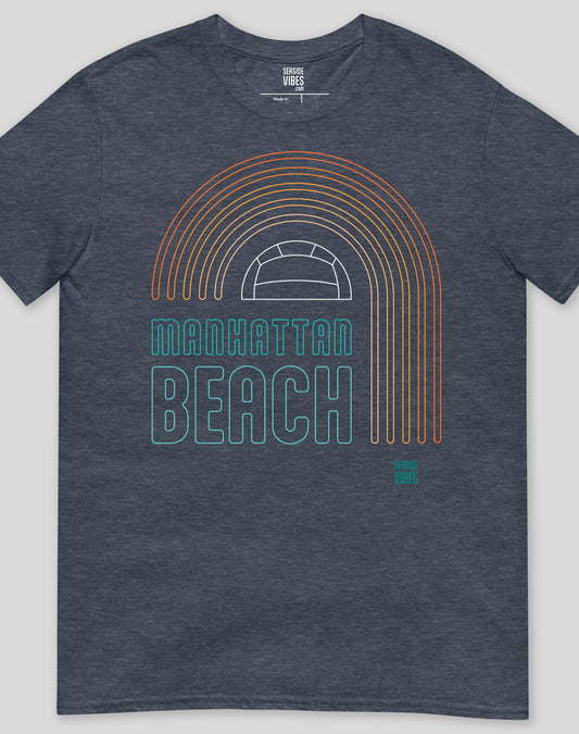 Manhattan Beach Neon Rainbow Tee - Unisex | Heather Navy