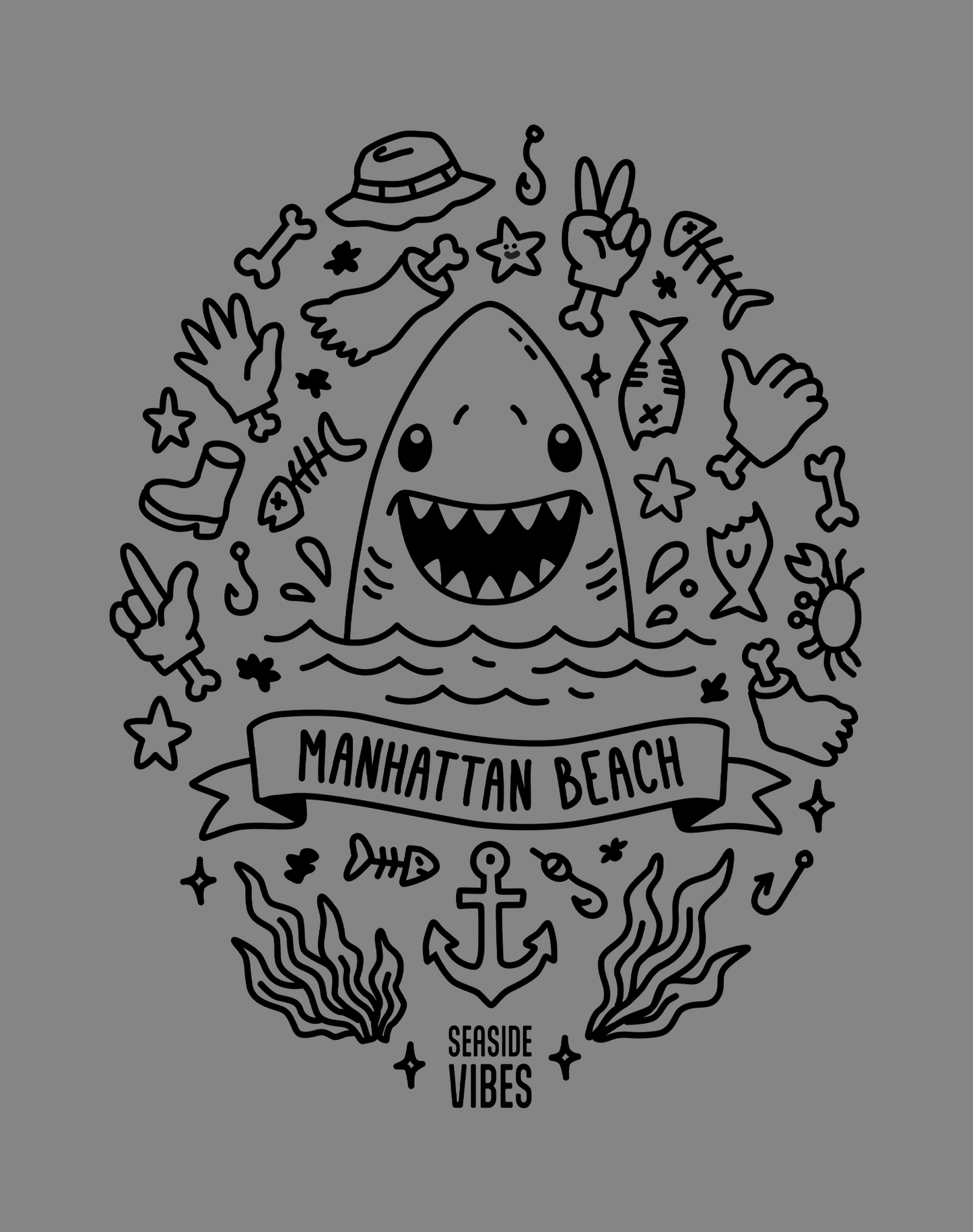 Manhattan Beach Shark Attack! Tee - Unisex | Graphite Heather