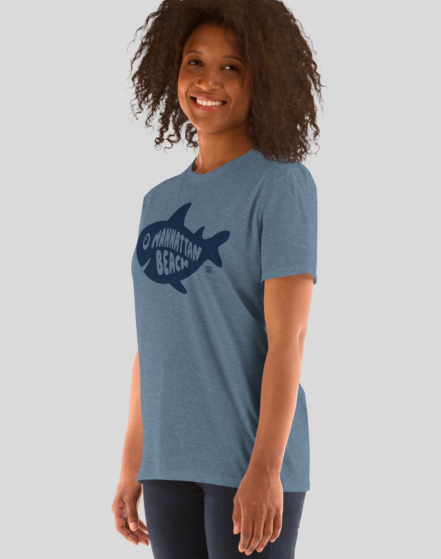 Manhattan Beach Shark Tee - Unisex | Heather Indigo