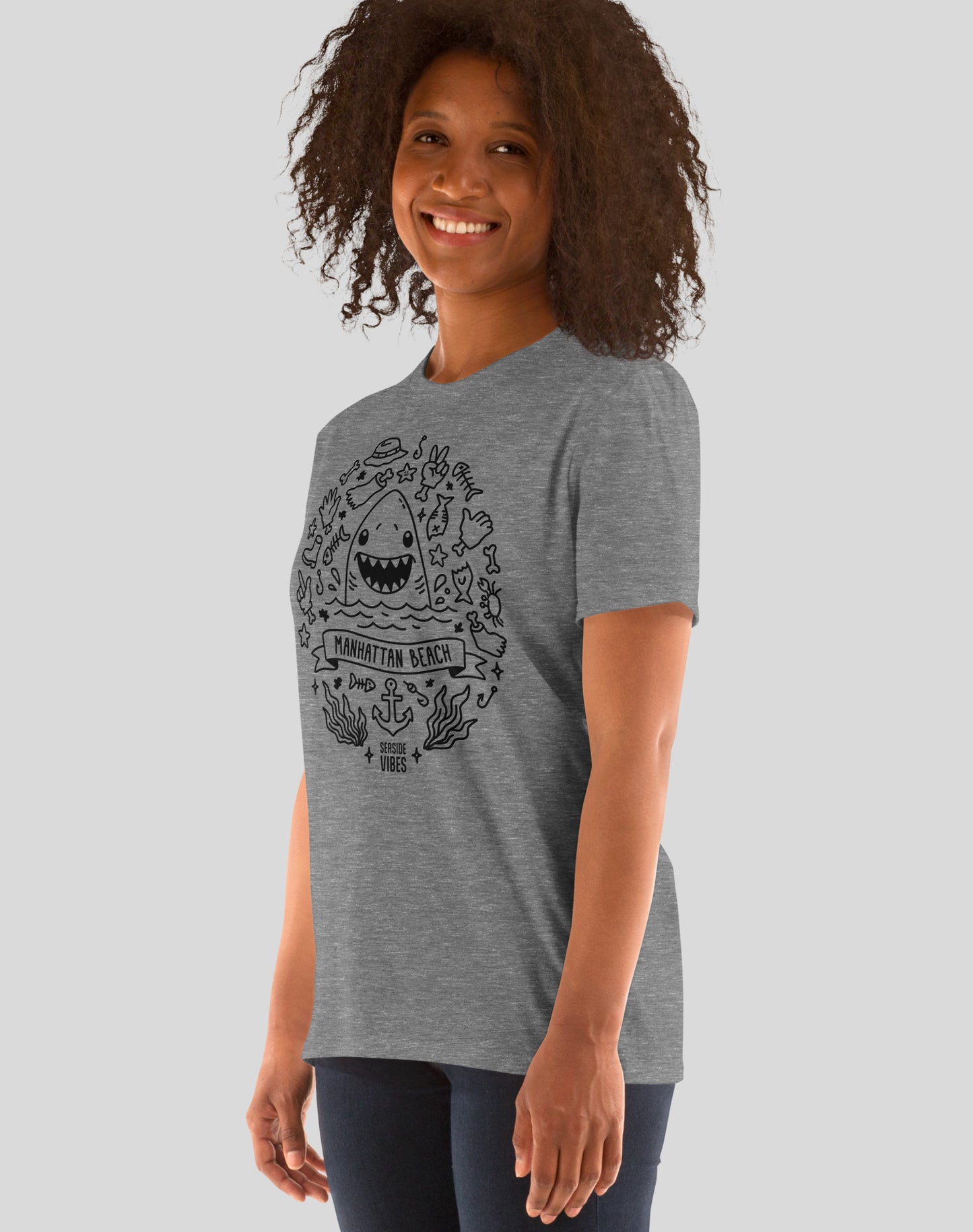 Manhattan Beach Shark Attack! Tee - Unisex | Graphite Heather