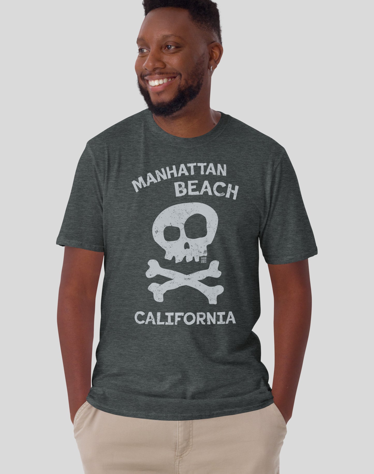 Manhattan Beach Skull & Bones Tee - Unisex | Dark Heather