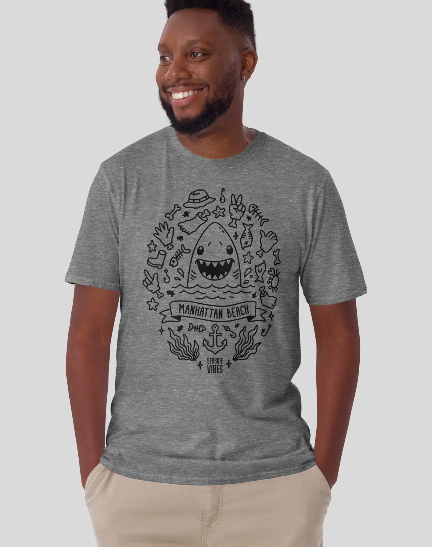 Manhattan Beach Shark Attack! Tee - Unisex | Graphite Heather