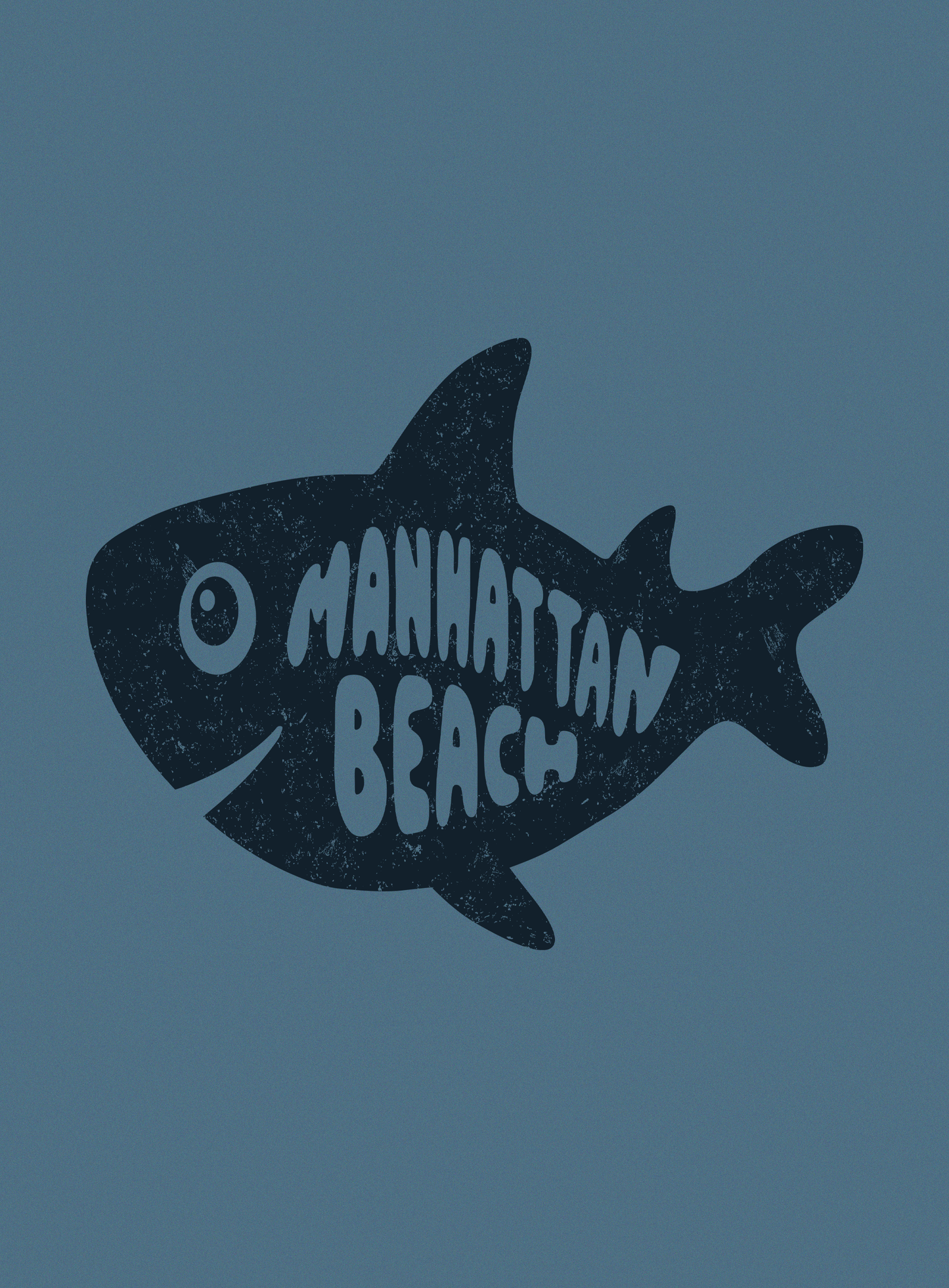 Unisex: Manhattan Beach Shark Tee - Heather Deep Teal