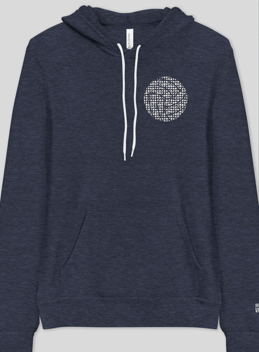 Unisex: Manhattan Beach Volleyball Pullover Hoodie - Heather Navy