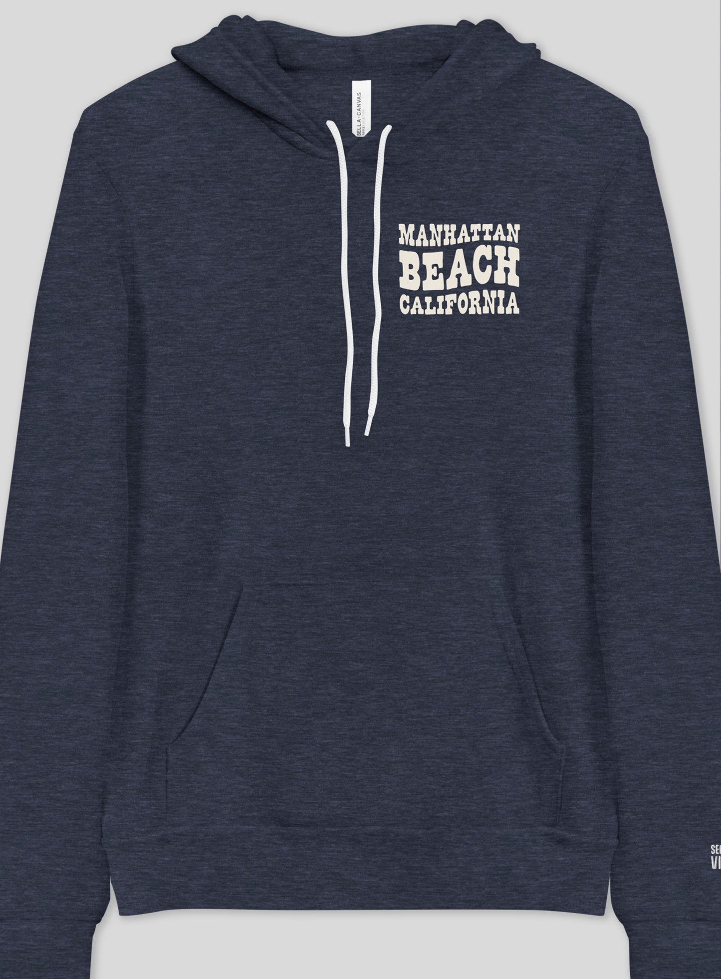Unisex: Manhattan Beach Vibes Pullover Hoodie - Heather Navy