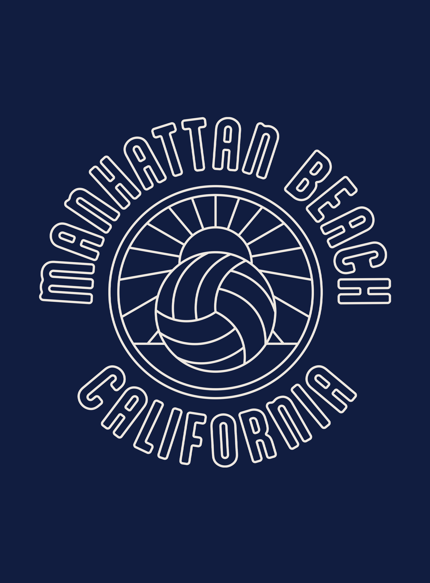 V-Neck: Manhattan Beach Volleyball Sunset Tee - Heather Navy