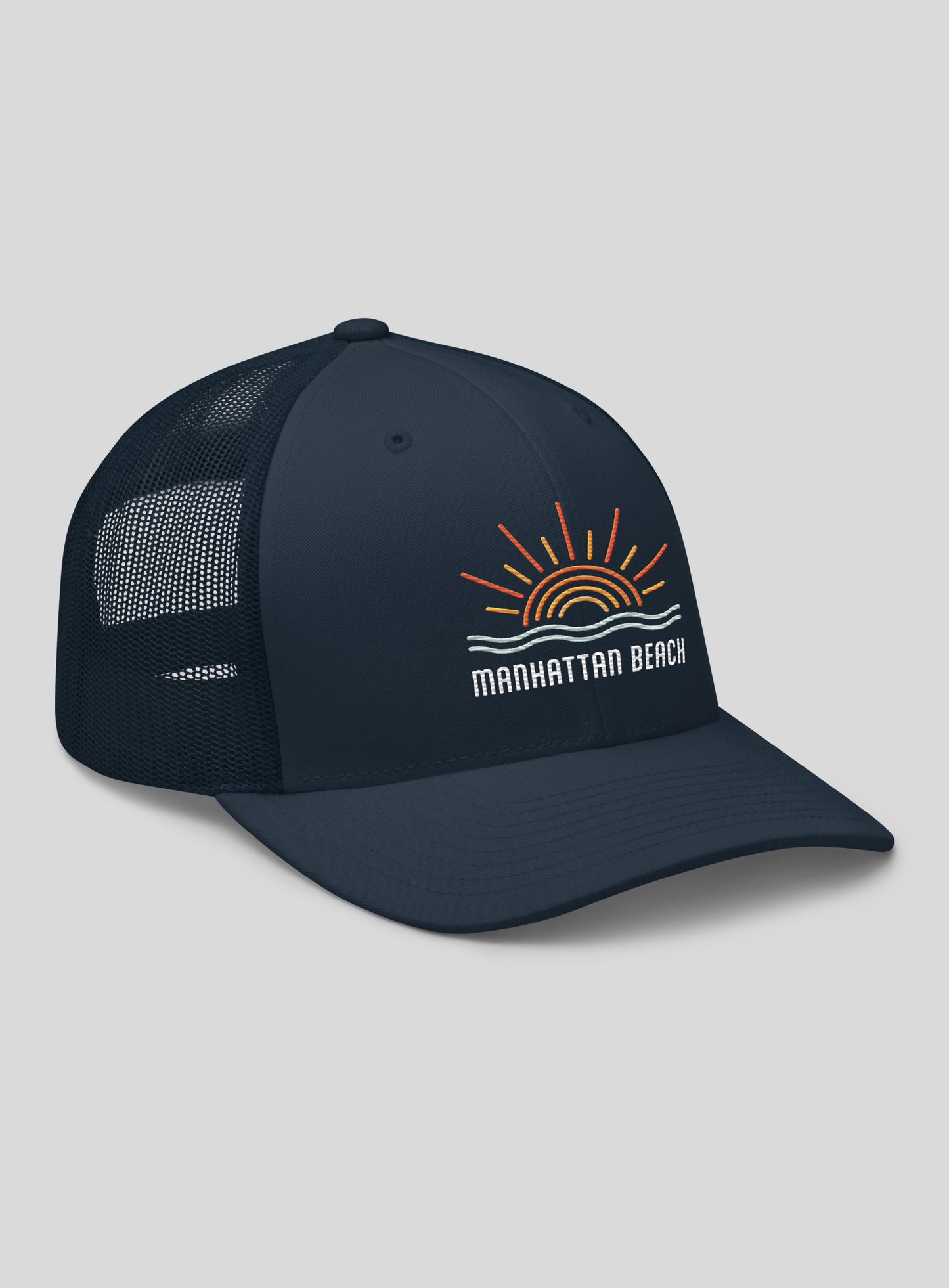 Manhattan Beach Wavy Sunset Trucker Hat - Navy/Navy