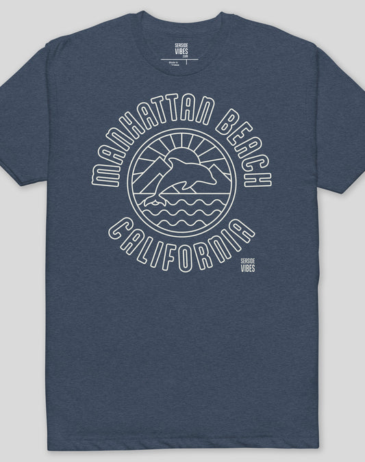 Manhattan Beach Dolphin Sunset Tee - Cotton Blend | Midnight Navy