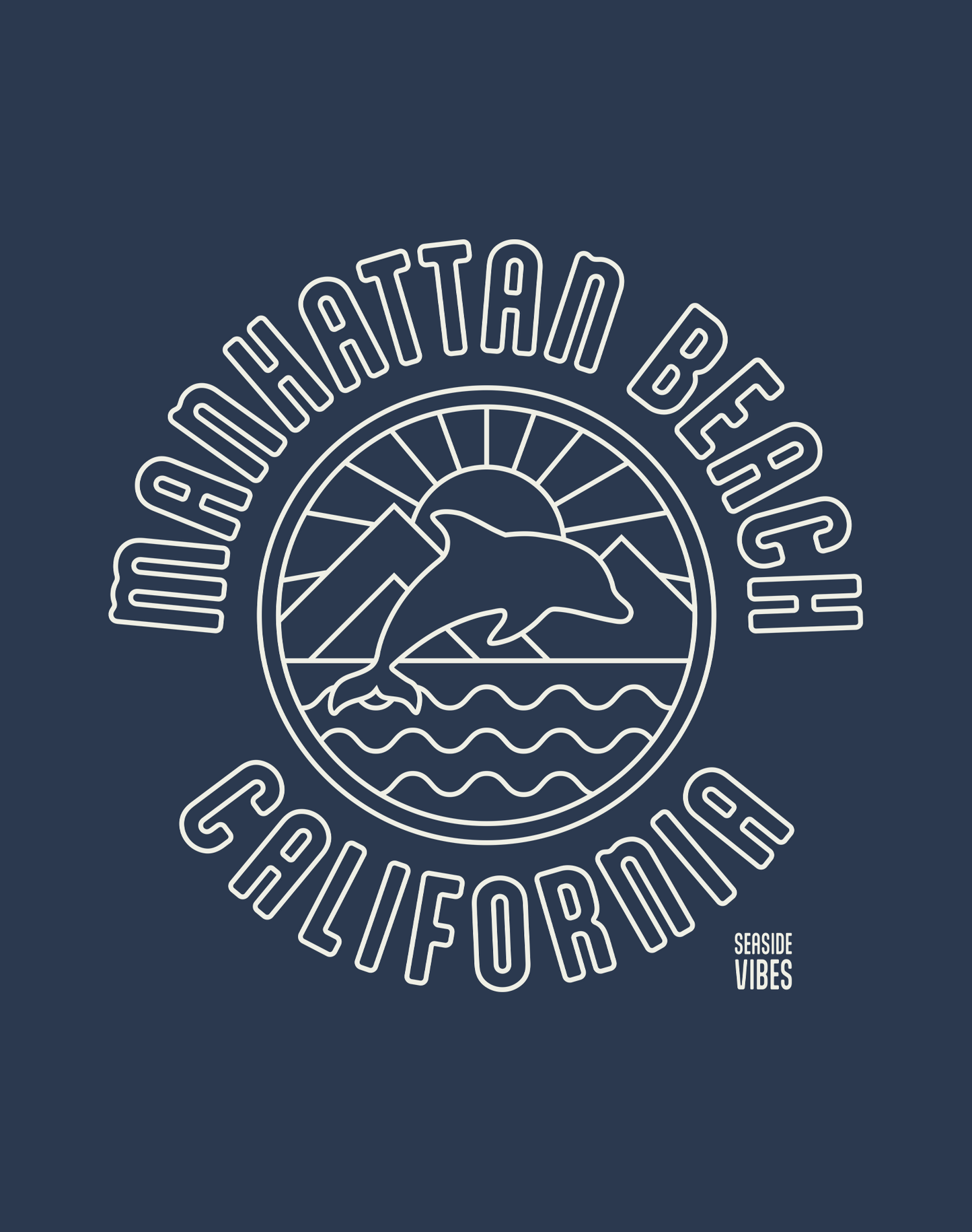 Manhattan Beach Dolphin Sunset Tee - Cotton Blend | Midnight Navy