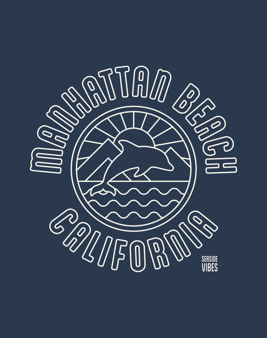 Manhattan Beach Dolphin Sunset Tee - Cotton Blend | Midnight Navy