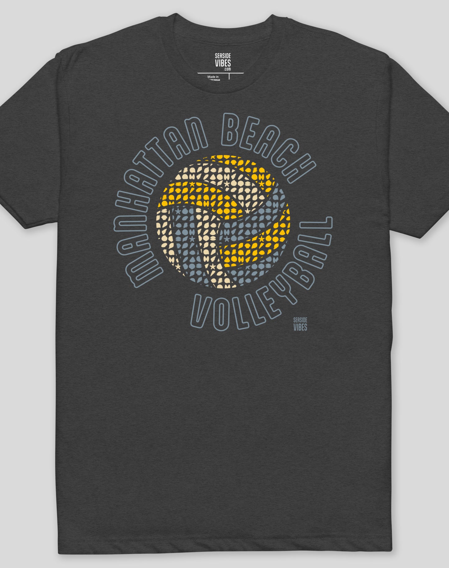 Manhattan Beach Volleyball Tee - Cotton Blend | Charcoal