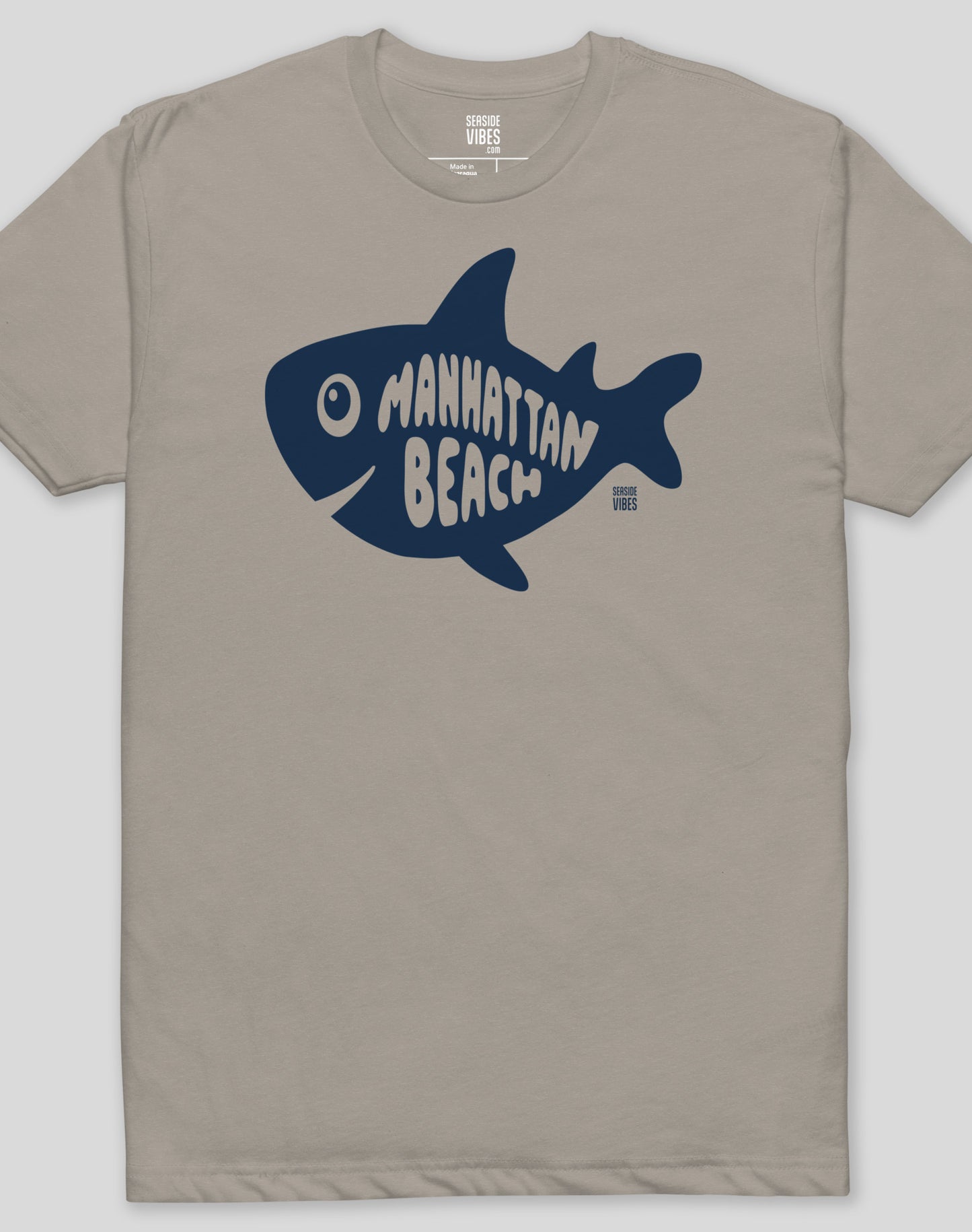 Manhattan Beach Shark Tee - Cotton Blend | Stone Grey