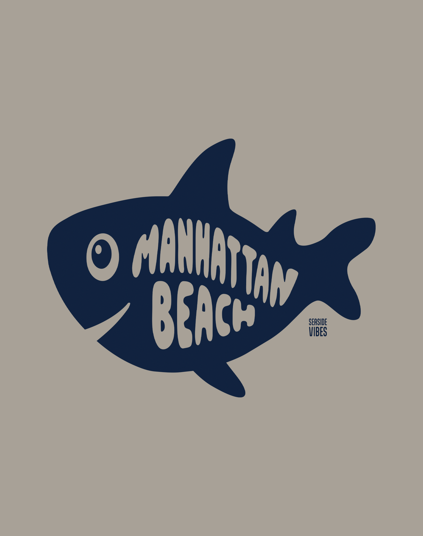Manhattan Beach Shark Tee - Cotton Blend | Stone Grey