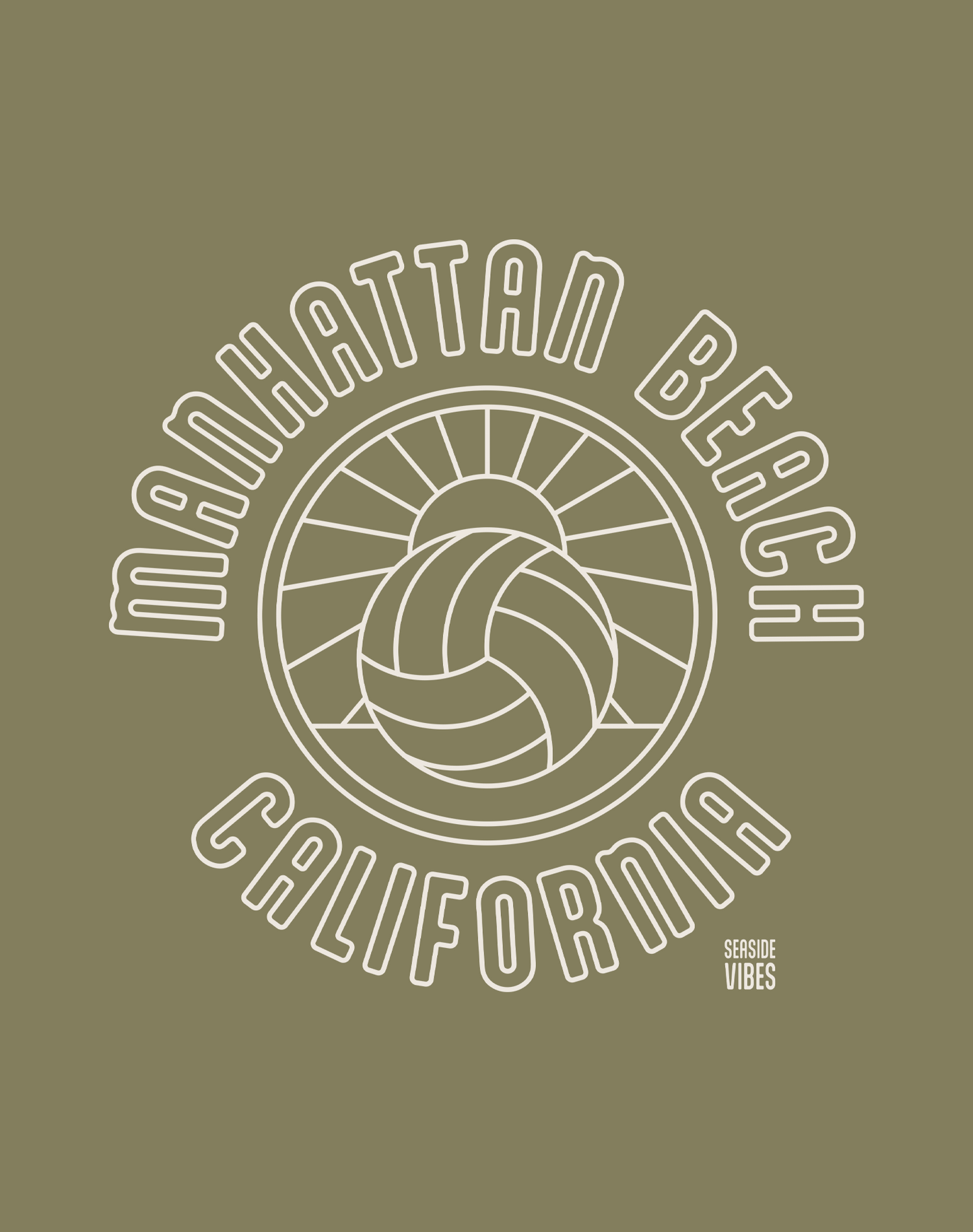 Manhattan Beach Volleyball Sunset Tee - Cotton Blend | Military Green