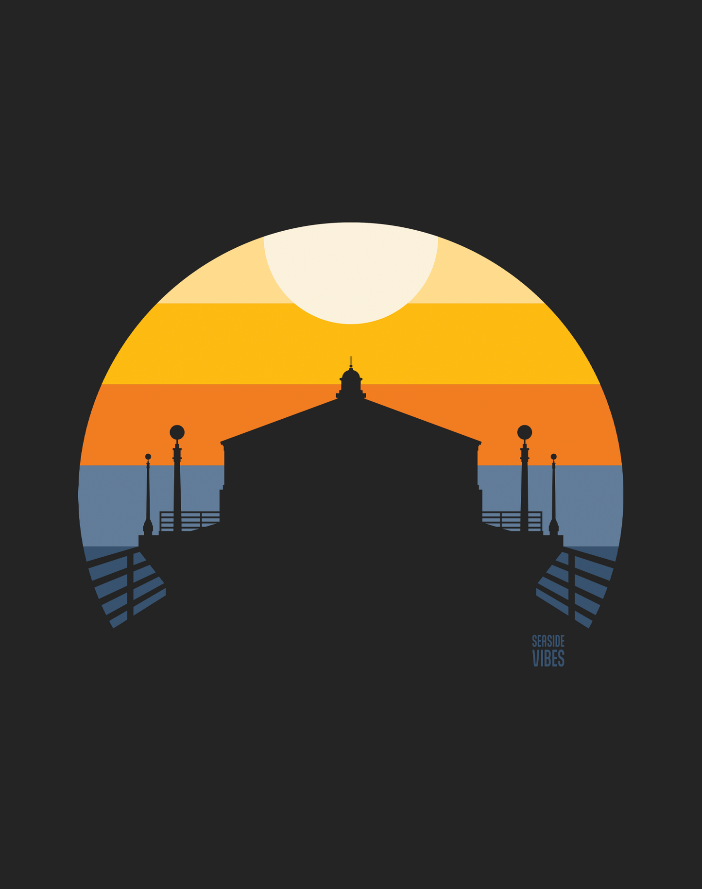 Manhattan Beach Pier Sunset Tee - Cotton Blend | Charcoal