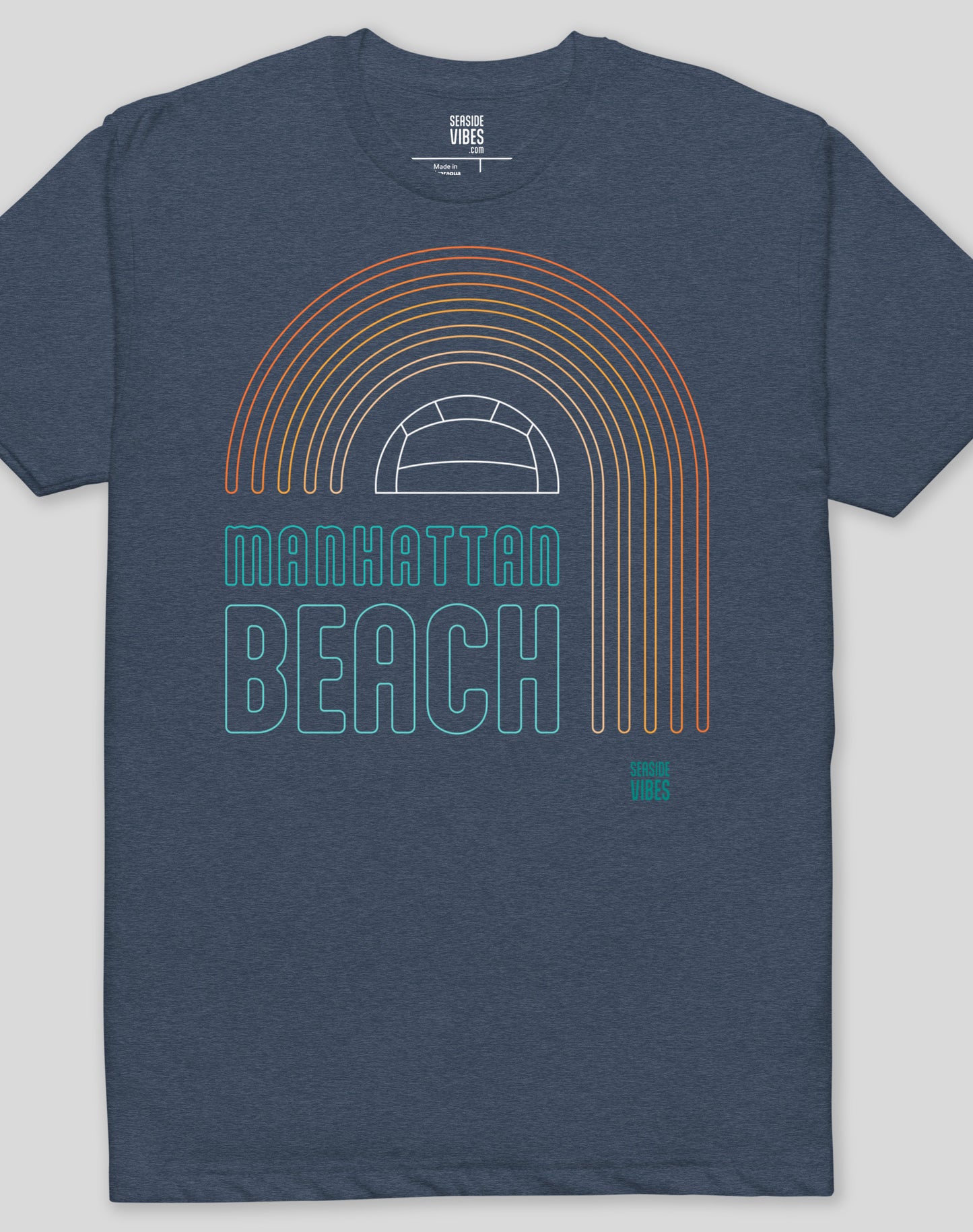 Manhattan Beach Neon Rainbow Tee - Cotton Blend | Midnight Navy