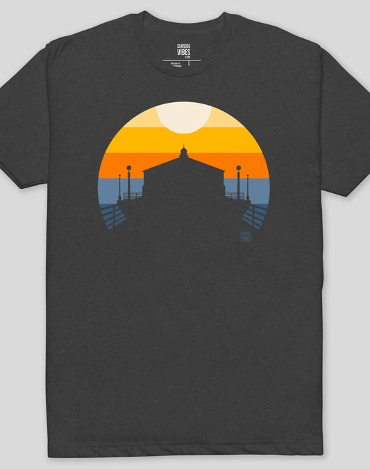 Manhattan Beach Pier Sunset Tee - Cotton Blend | Charcoal
