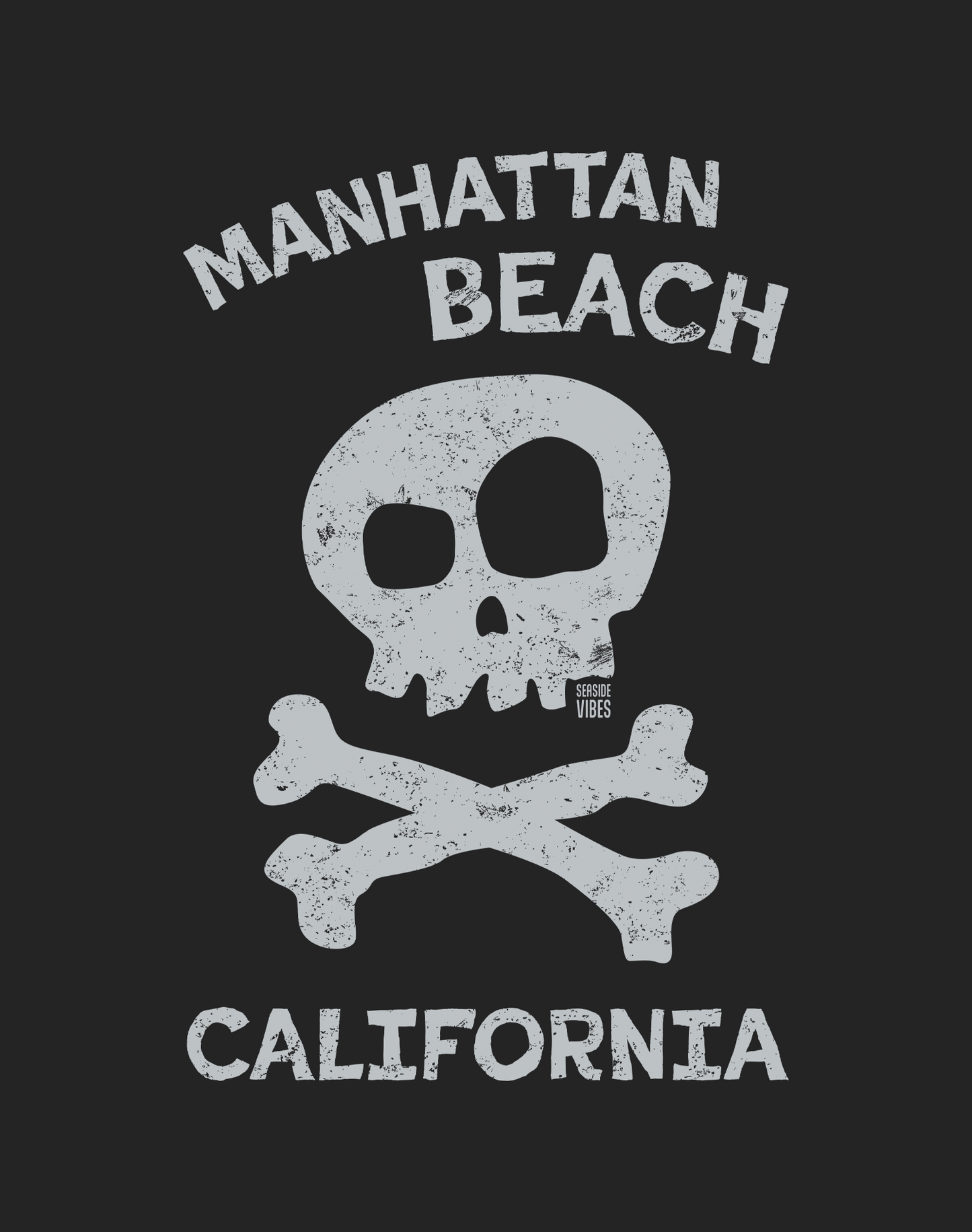 Manhattan Beach Skull & Bones Tee - Cotton Blend | Charcoal