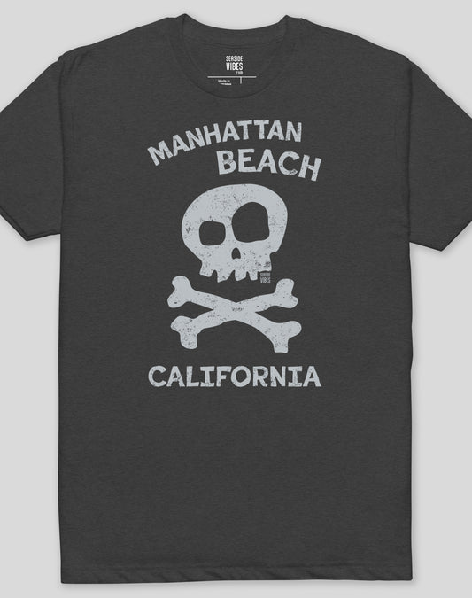 Manhattan Beach Skull & Bones Tee - Cotton Blend | Charcoal