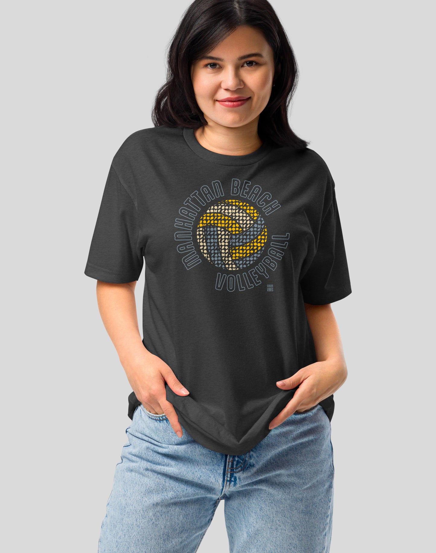 Manhattan Beach Volleyball Tee - Cotton Blend | Charcoal