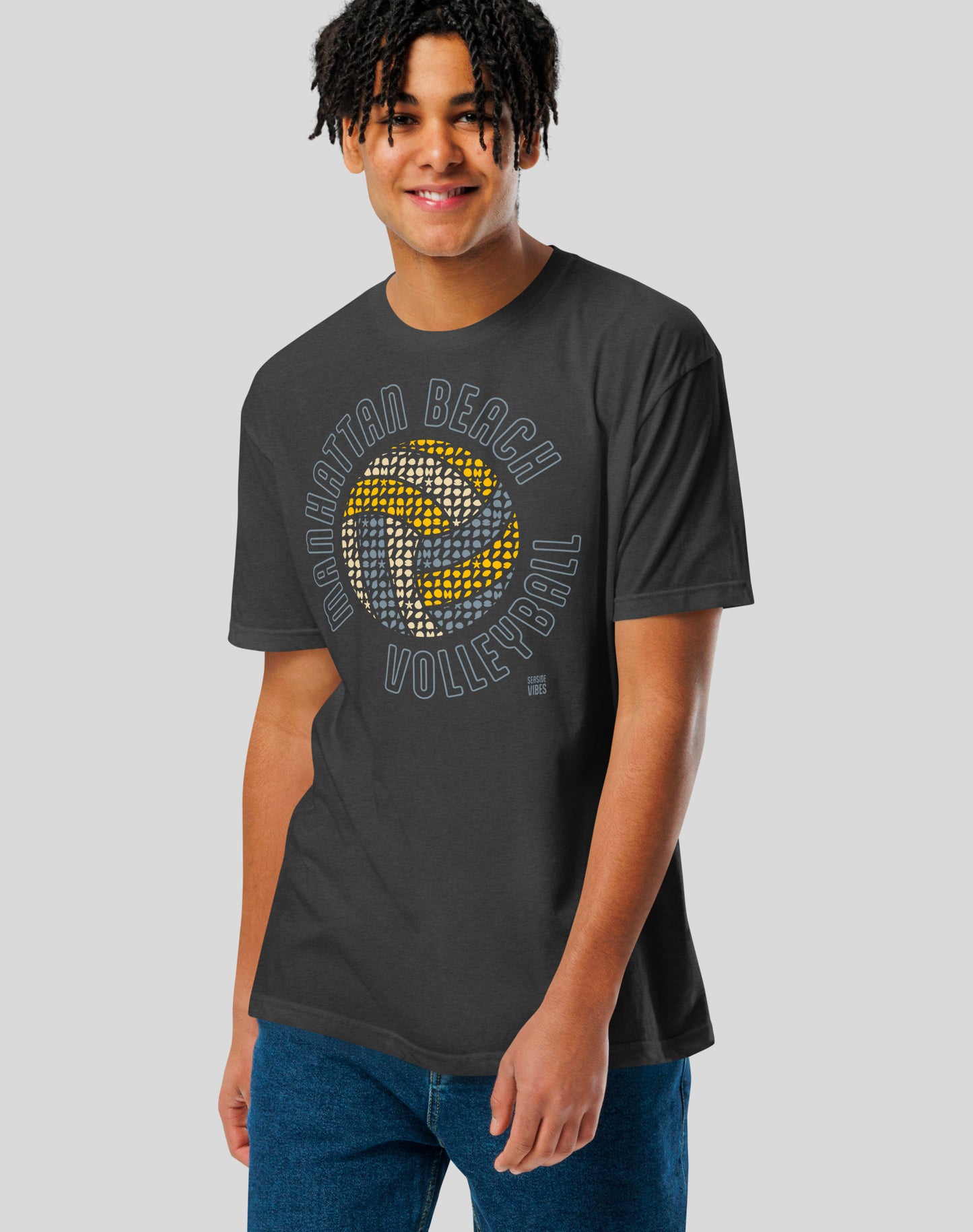 Manhattan Beach Volleyball Tee - Cotton Blend | Charcoal