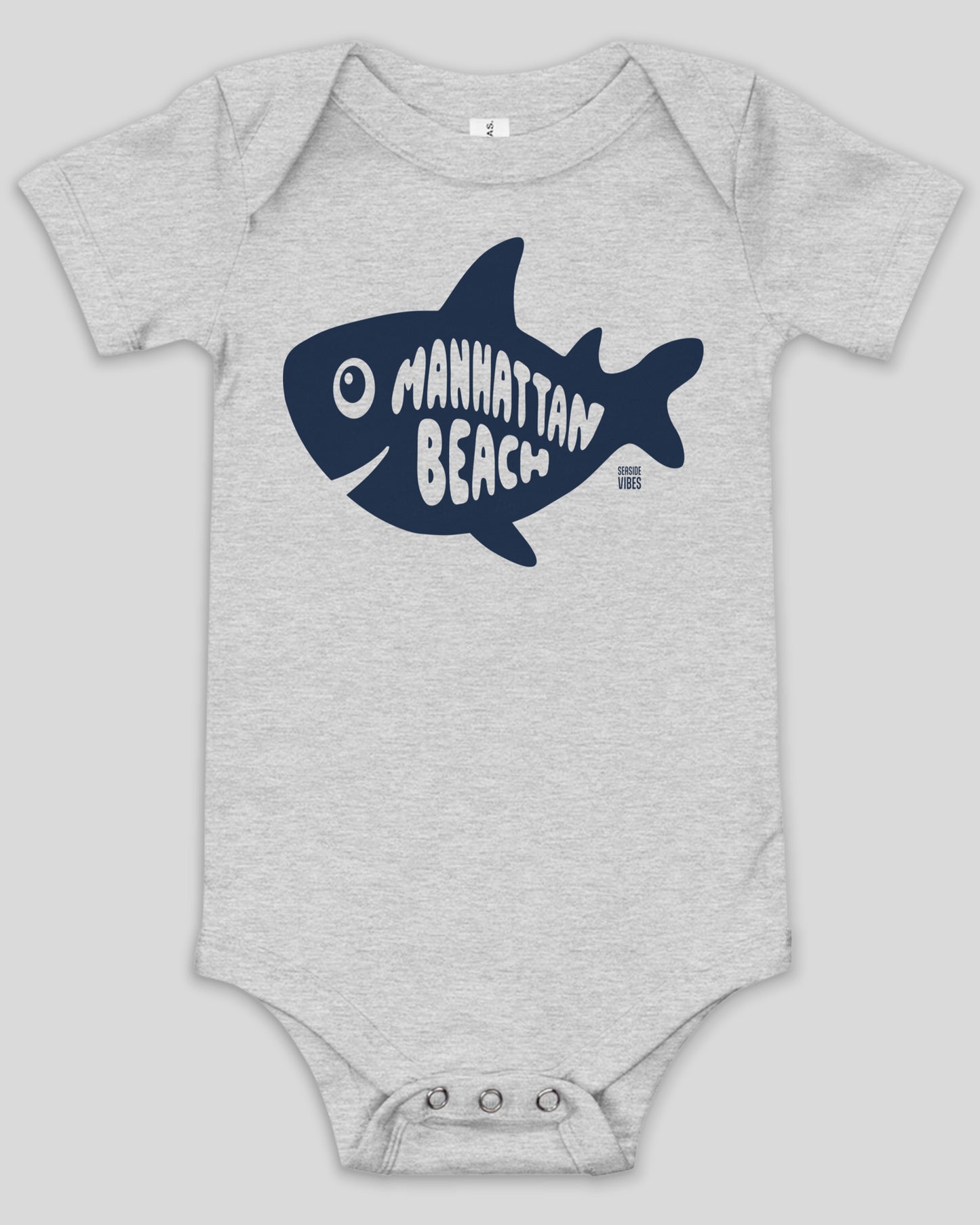 Manhattan Beach Shark Onesie | Athletic Heather