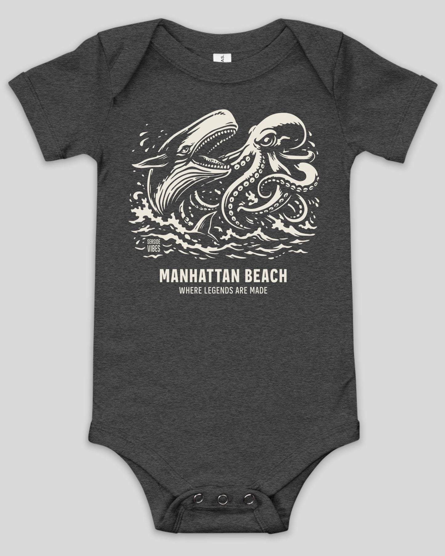 Manhattan Beach Octopus vs Whale Legends Onesie | Dark Grey Heather