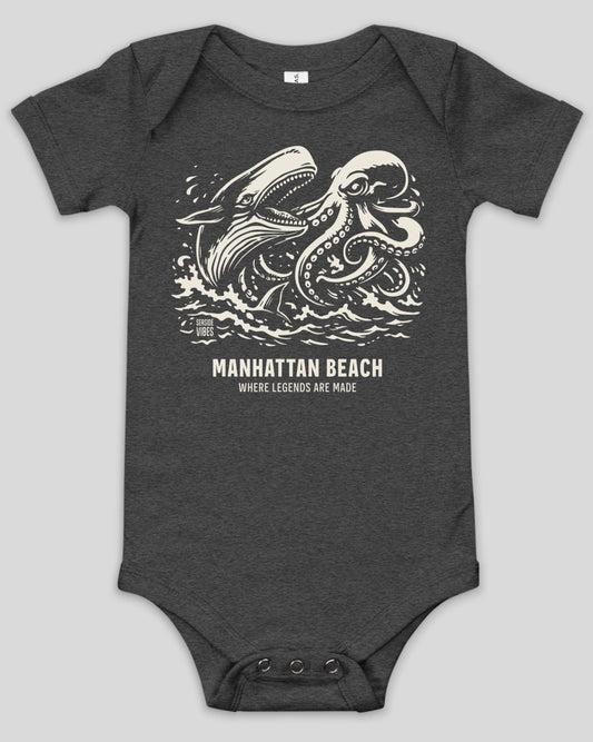 Manhattan Beach Octopus vs Whale Legends Onesie | Dark Grey Heather