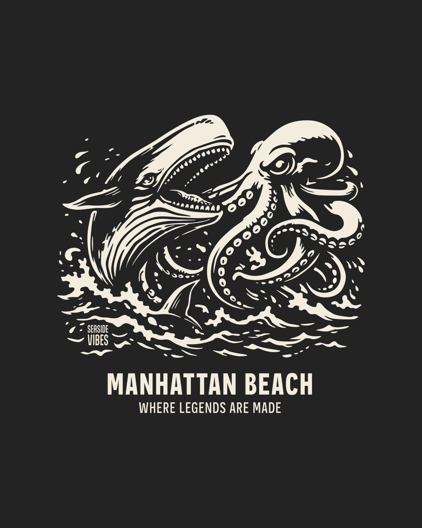 Manhattan Beach Octopus vs Whale Legends Onesie | Dark Grey Heather