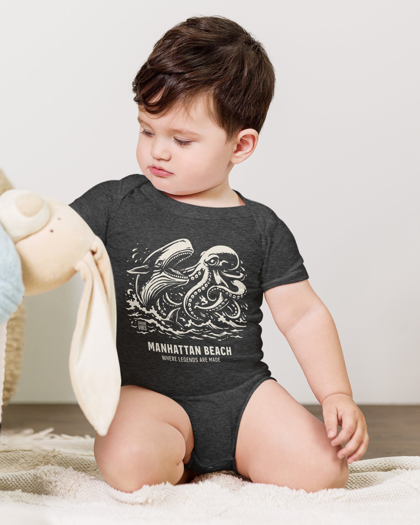 Manhattan Beach Octopus vs Whale Legends Onesie | Dark Grey Heather