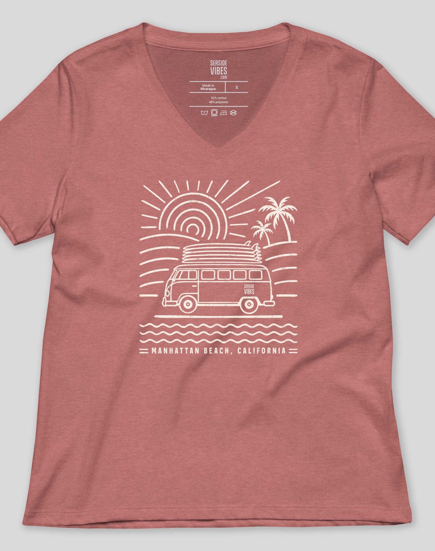 V-Neck: Manhattan Beach Endless Summer Tee | Heather Mauve