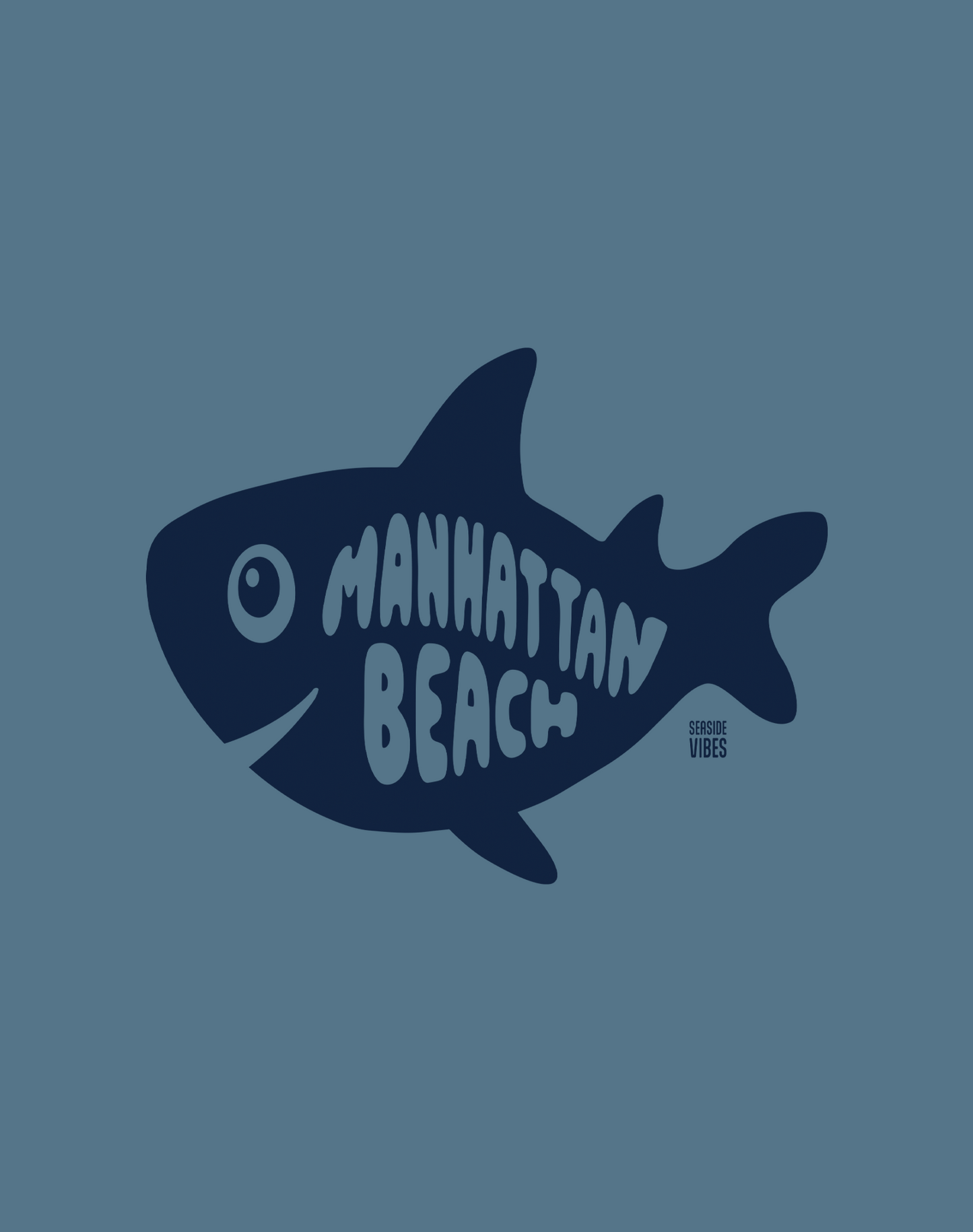 V-Neck: Manhattan Beach Shark Tee - Heather Slate